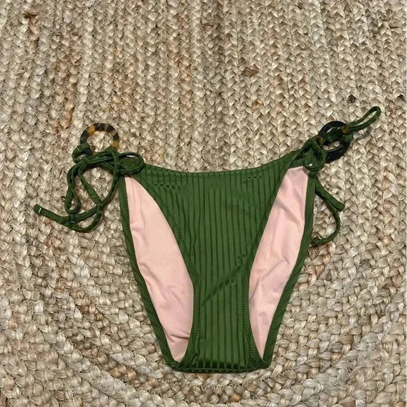 J crew bikini bottom sz medium wide ribbed curved waist cheeky bikini bottom - Picture 1 of 4